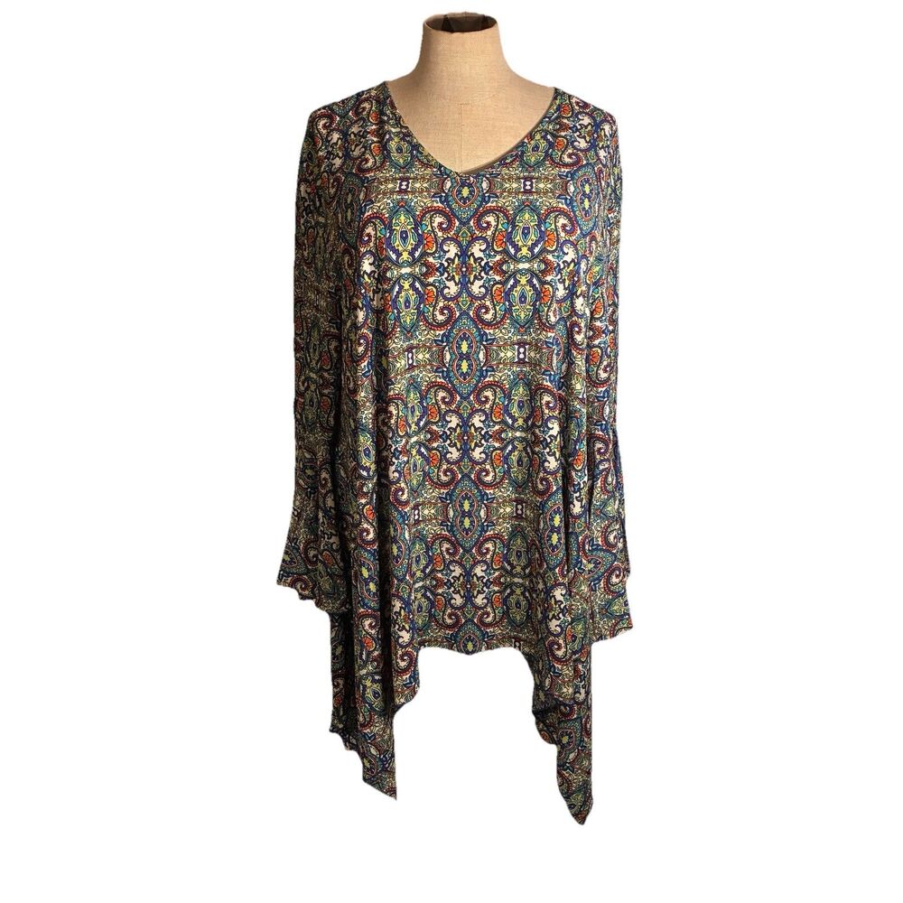 New Directions women's plus size top 3X Multicolored, Long Sleeve Kimono Style